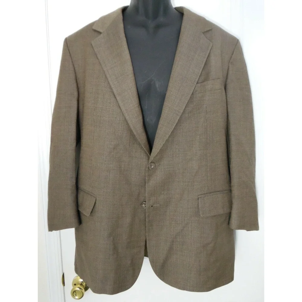 Brooks Brothers Mens Brown Long Sleeve Single Breasted Blazer Coat Size 43 RG‎